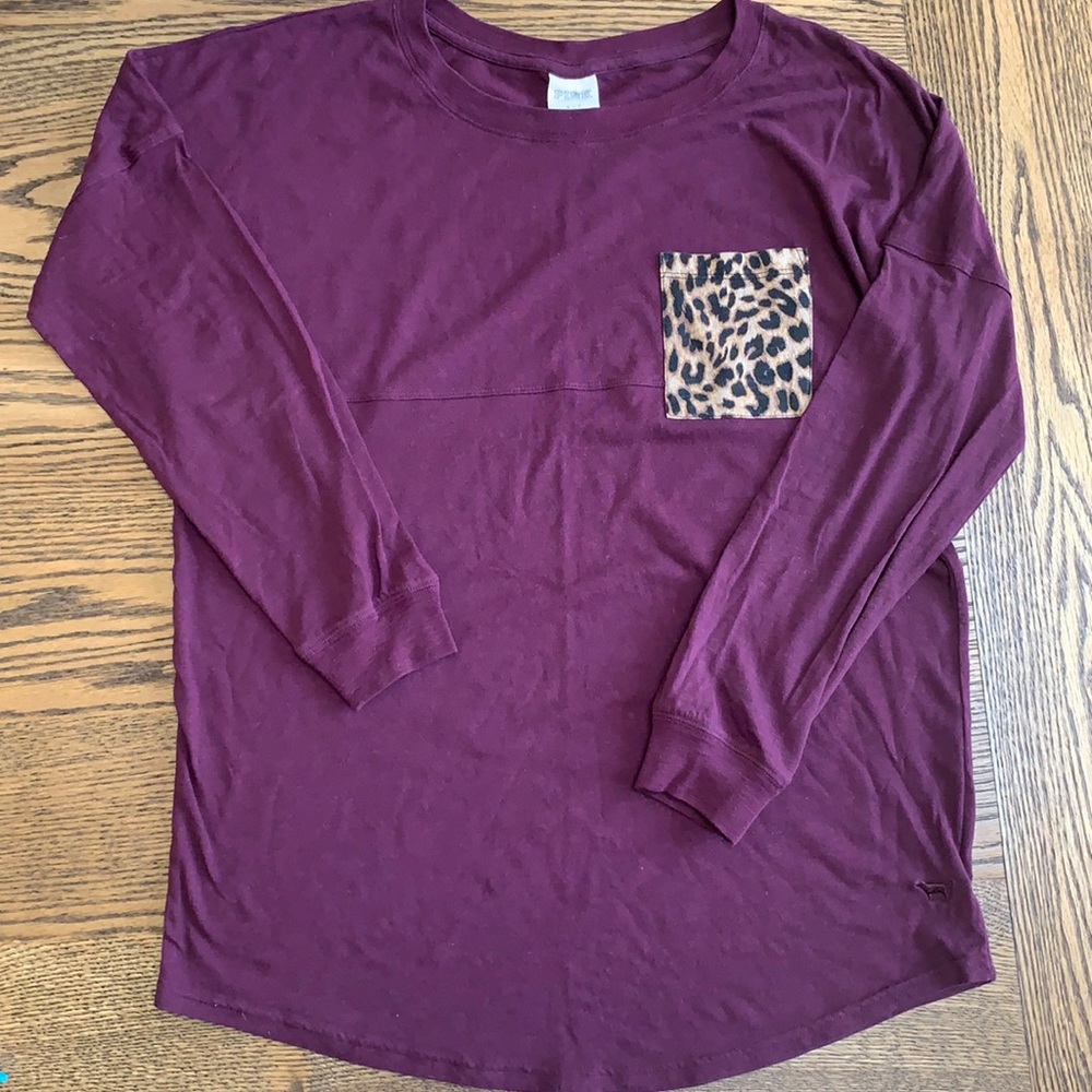 PINK by VS long sleeve leopard pocket Tshirt